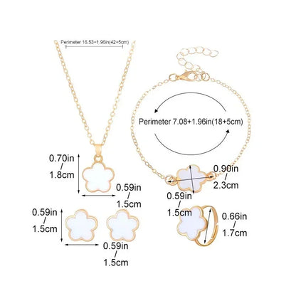 Romantic 5 Flower Petal Pendant Necklace Set