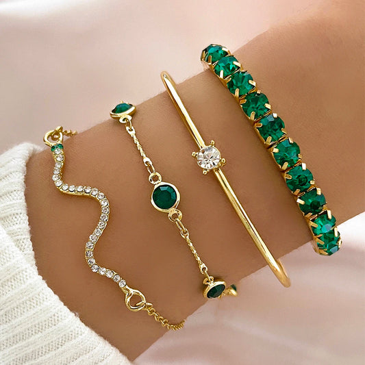 Fashionable Snake Imitation Gemstone Bangle
