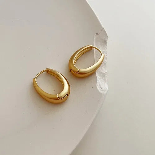 Sterling Silver Smooth Gold Round Chunky Hoop Earrings