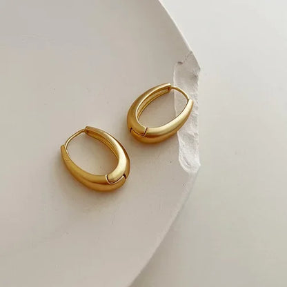 Sterling Silver Smooth Gold Round Chunky Hoop Earrings
