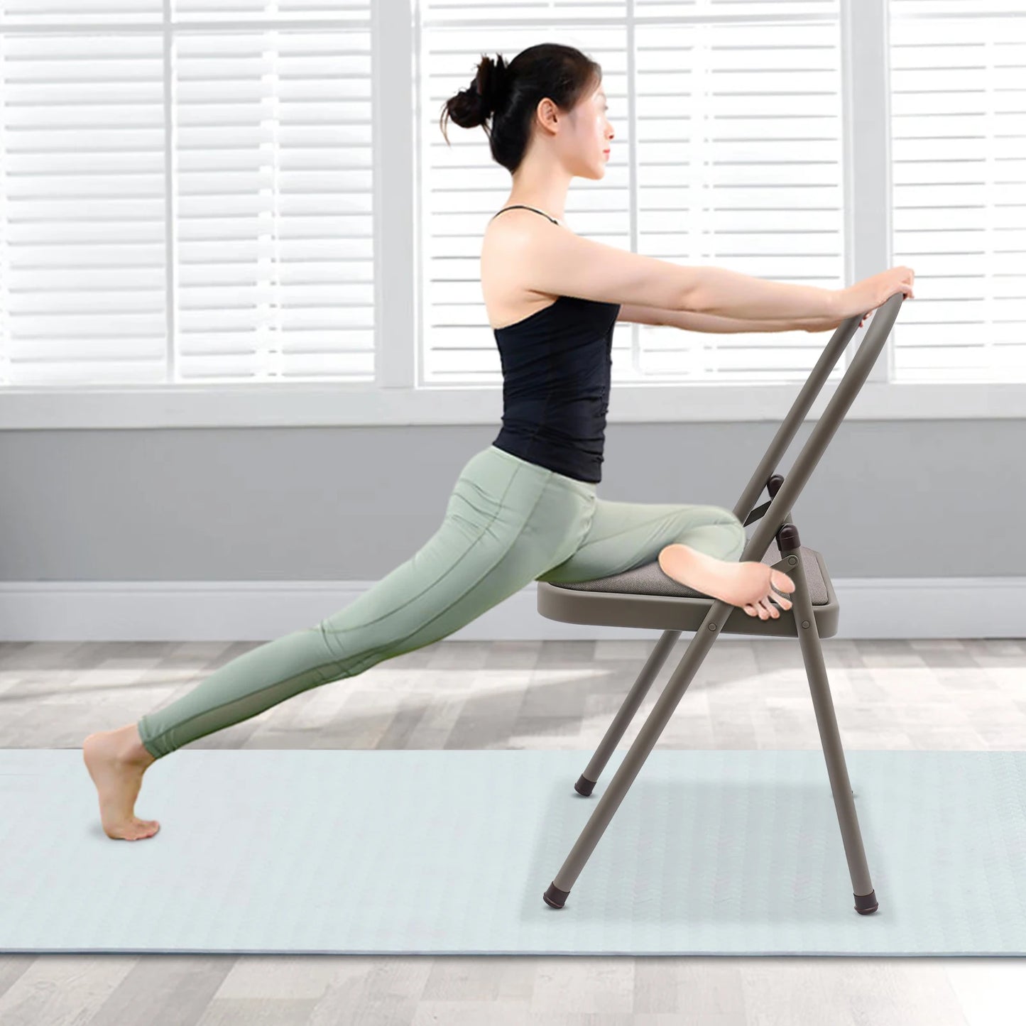 Foldable Yoga Auxiliary Chair With Lumbar Back Support