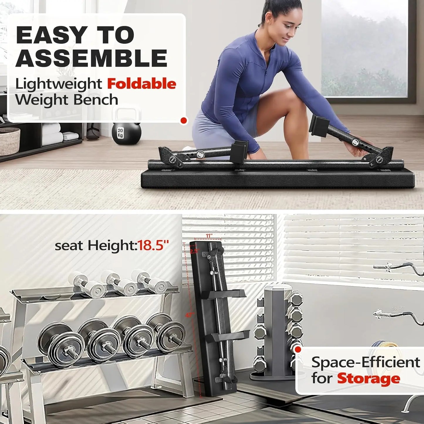 Heavy Duty Foldable Workout Bench for Home