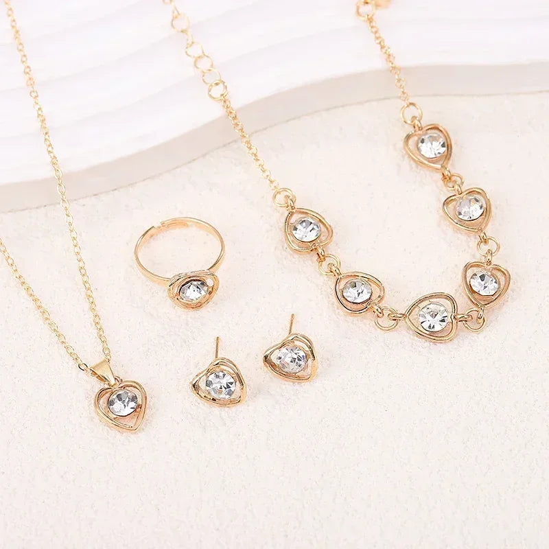 Gold-Color Heart Shaped Jewelry Set