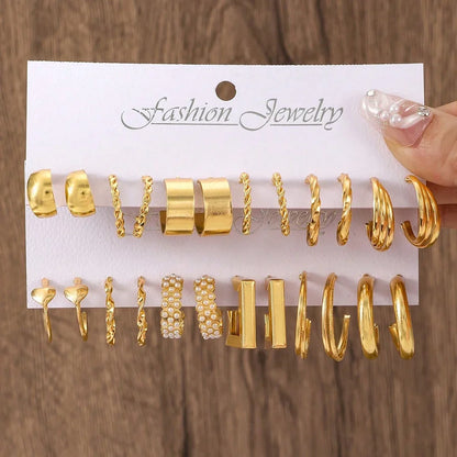 Boho Big Circle Hoop Earring Set
