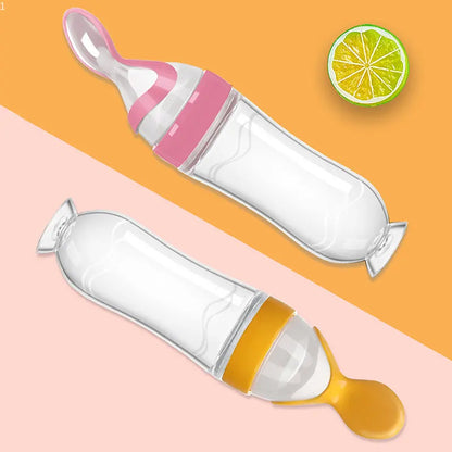 Baby Silicone Squeezing Feeding Bottle