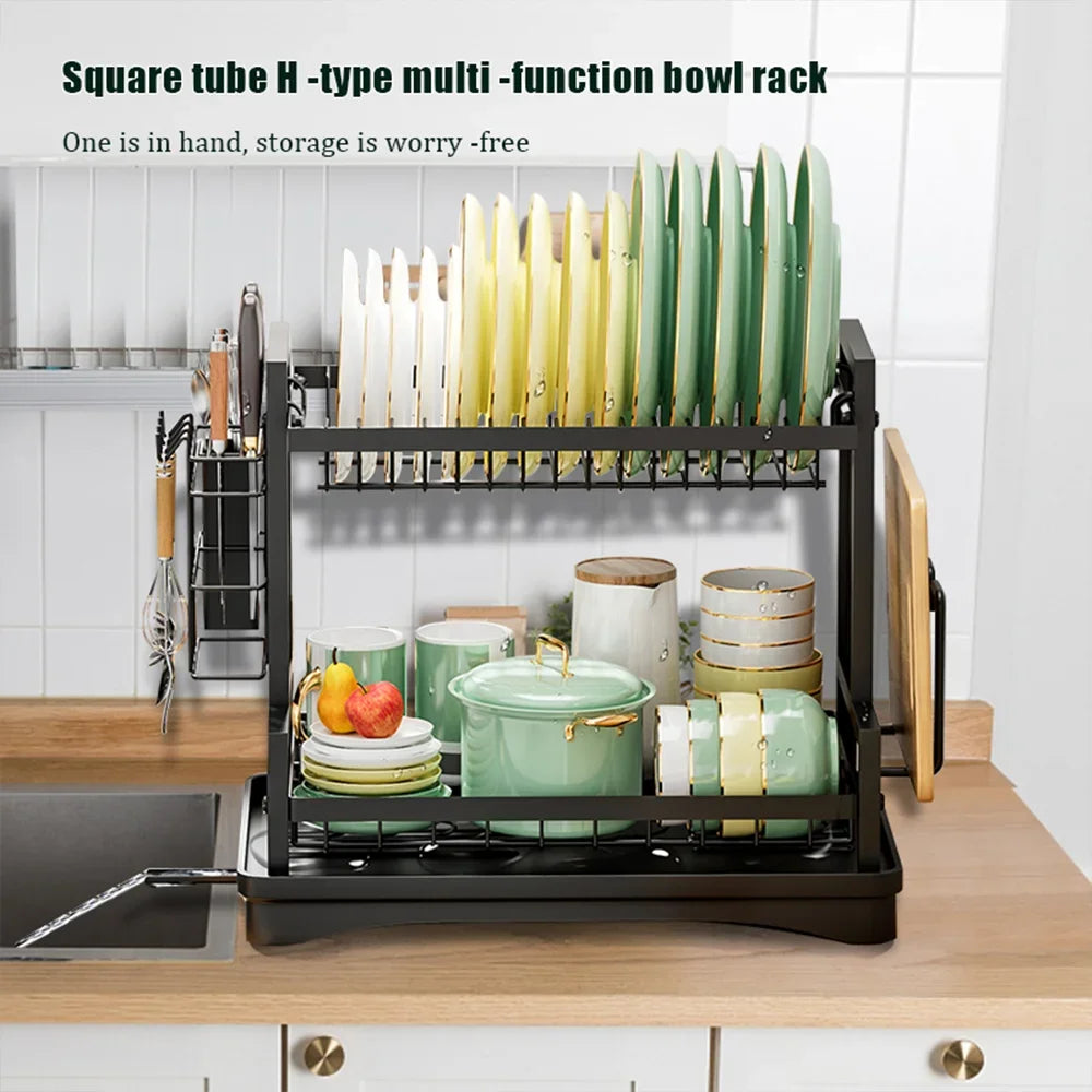 Multifunctional Kitchen Dish Drying Rack with Drainboard