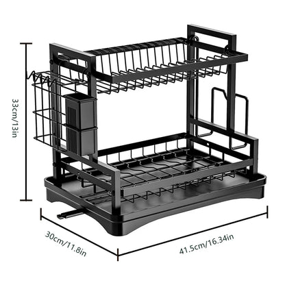 Multifunctional Kitchen Dish Drying Rack with Drainboard