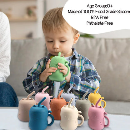 BPA Free  Baby Silicone Straw Cup