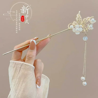 Vintage Bell Orchid Flower Fringe Hair Sticks