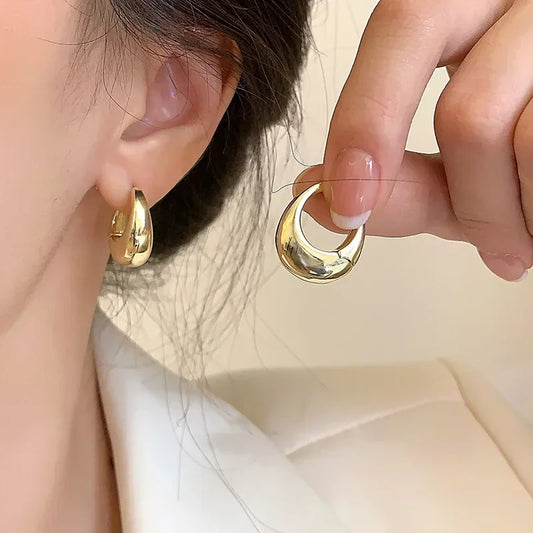 Sterling Silver Smooth Gold Round Chunky Hoop Earrings
