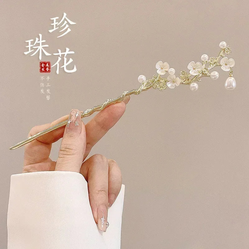 Vintage Bell Orchid Flower Fringe Hair Sticks