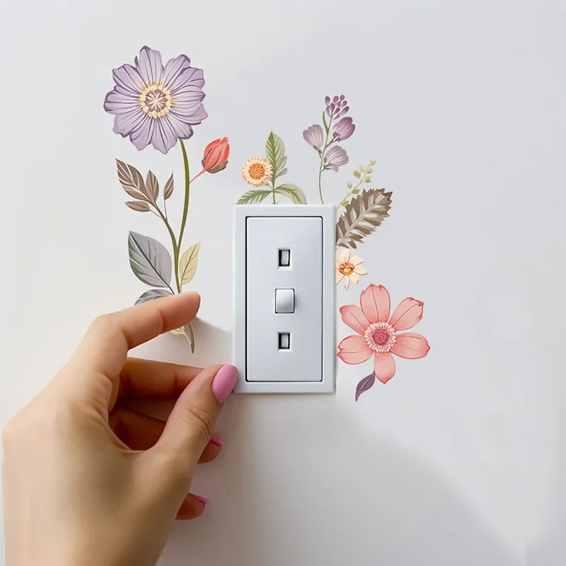 Beautiful Flowers Switch Wall Sticker