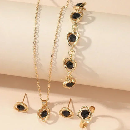 Gold-Color Heart Shaped Jewelry Set