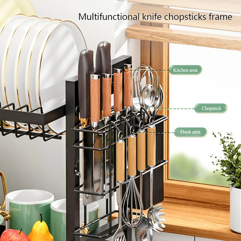 Multifunctional Kitchen Dish Drying Rack with Drainboard