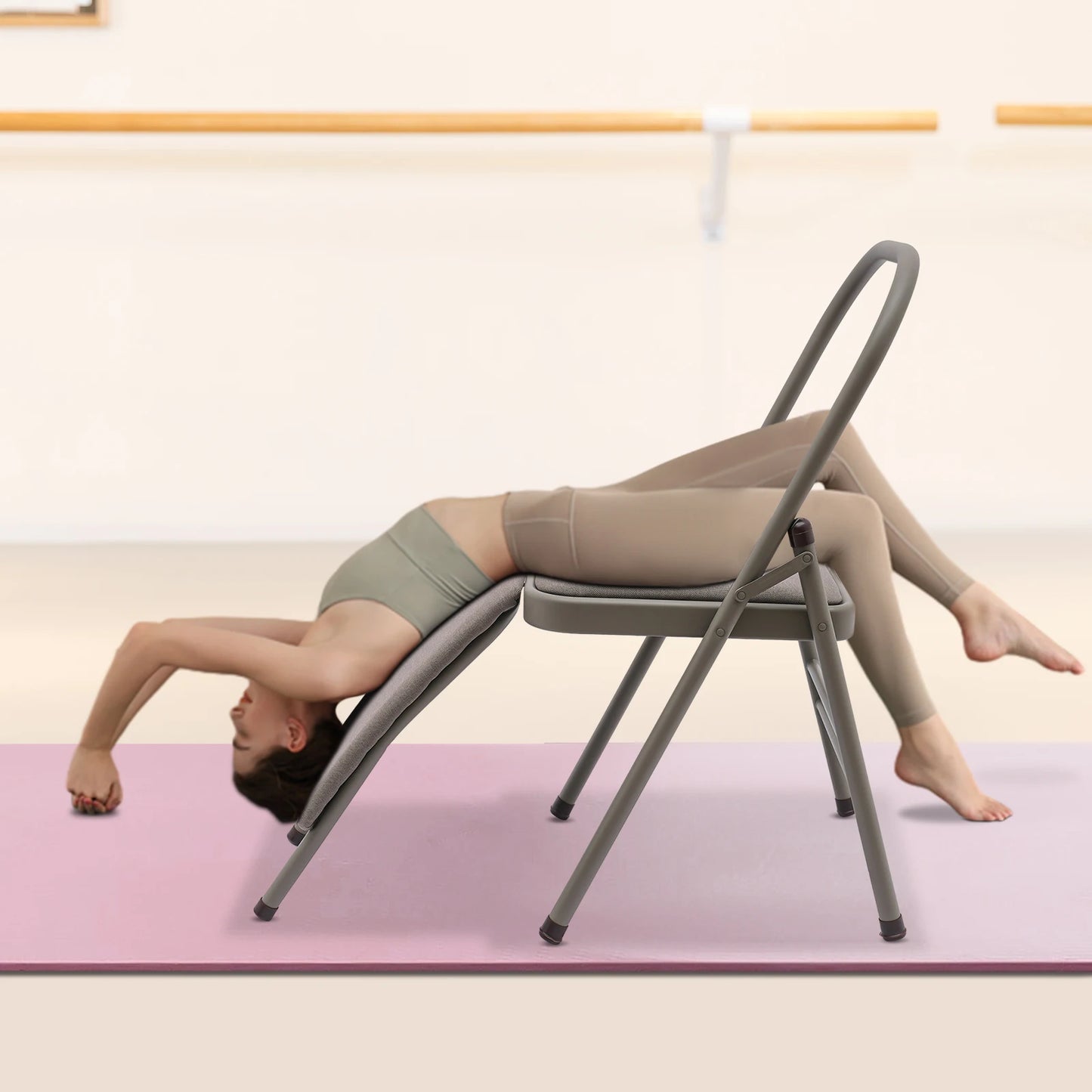 Foldable Yoga Auxiliary Chair With Lumbar Back Support