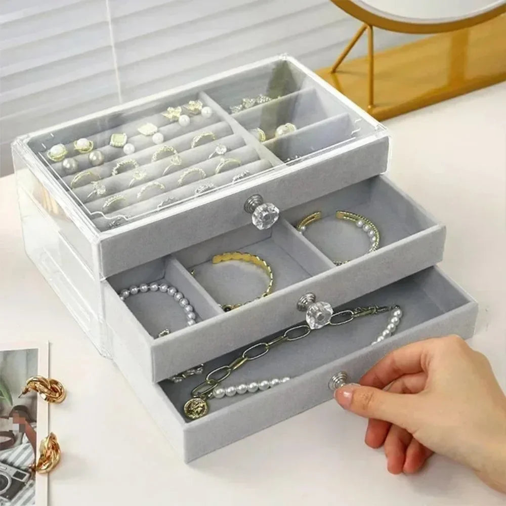 Stackable Acrylic Velvet Jewelry Organizer