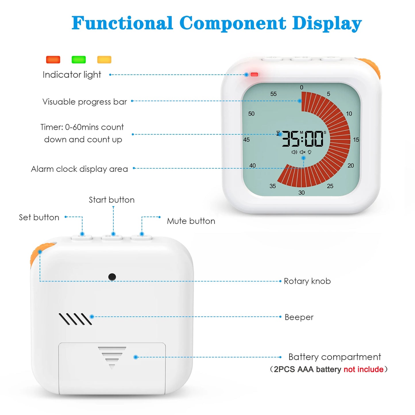 Visual Timer Digital Countdown For Kitchen