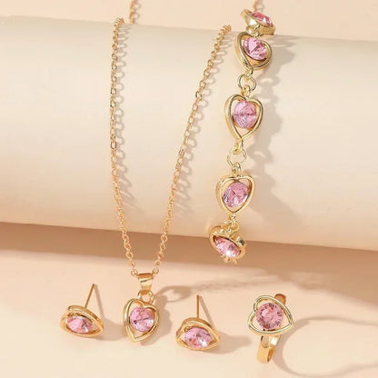 Gold-Color Heart Shaped Jewelry Set