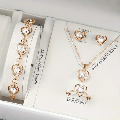Gold-Color Heart Shaped Jewelry Set
