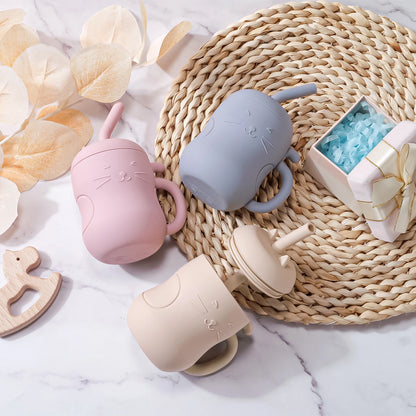 BPA Free  Baby Silicone Straw Cup