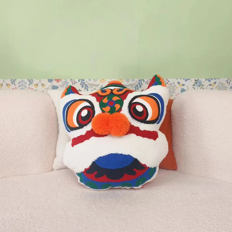 Chinese National Tide 3D Awakening Lion Head Pillow