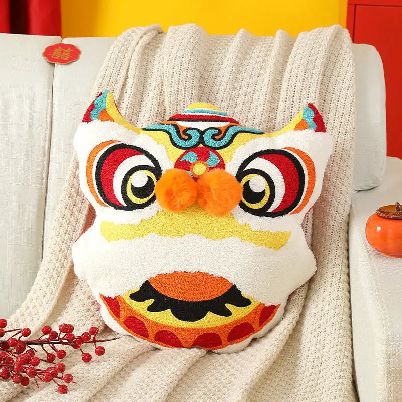 Chinese National Tide 3D Awakening Lion Head Pillow