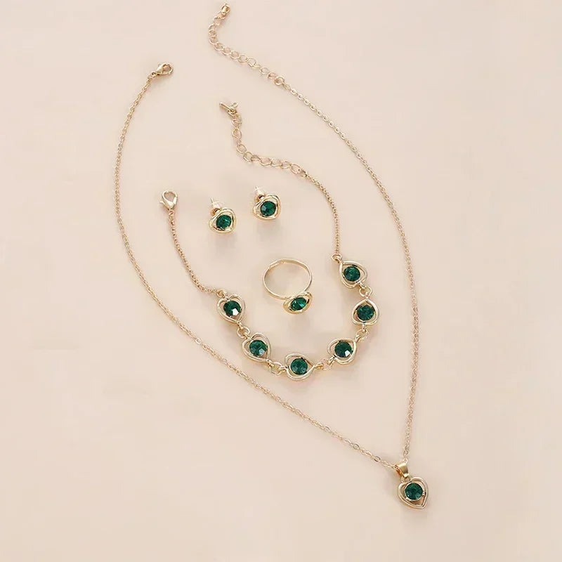 Gold-Color Heart Shaped Jewelry Set
