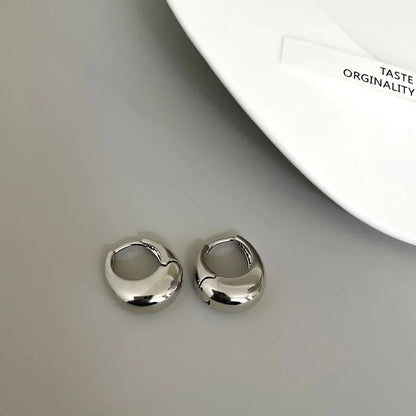 Sterling Silver Smooth Gold Round Chunky Hoop Earrings