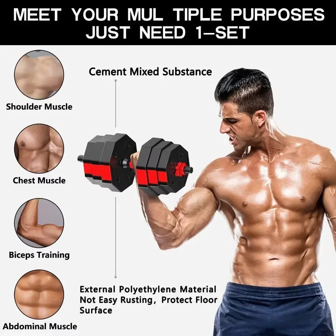 Adjustable Hexagon Non-Rolling Dumbbells Set