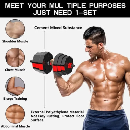 Adjustable Hexagon Non-Rolling Dumbbells Set