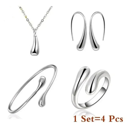 Sterling Silver Needle Earring Ring Bracelet Set