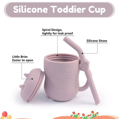 BPA Free  Baby Silicone Straw Cup