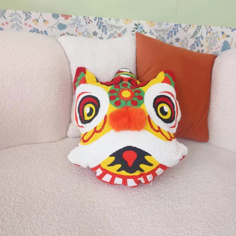 Chinese National Tide 3D Awakening Lion Head Pillow