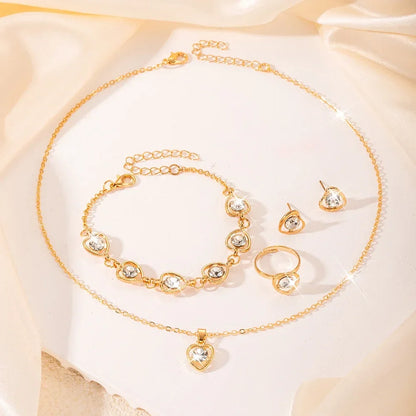 Romantic 5 Flower Petal Pendant Necklace Set