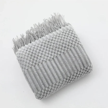 Khaki Gift Knitted Blanket with Tassels