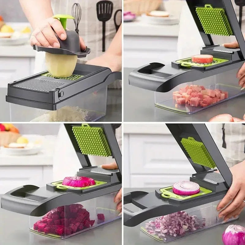 Multifunctional Vegetable Slicer With Basket
