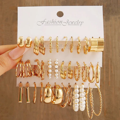 Boho Big Circle Hoop Earring Set