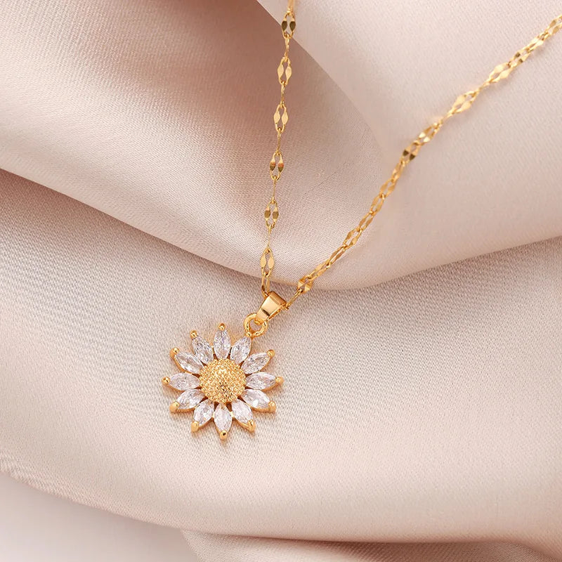 Gold Plated Sunflower Necklace
