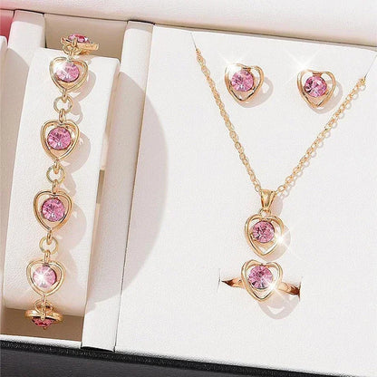 Gold-Color Heart Shaped Jewelry Set