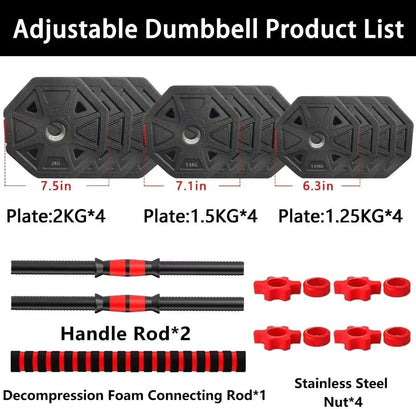 Adjustable Hexagon Non-Rolling Dumbbells Set
