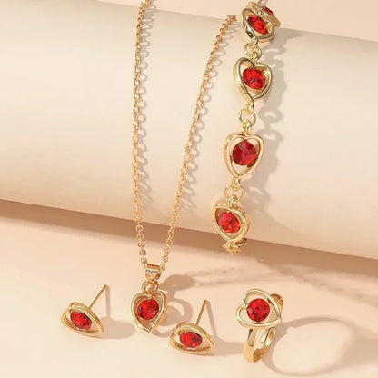 Gold-Color Heart Shaped Jewelry Set