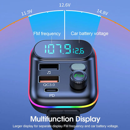Type-C & QC 3.0 Car Bluetooth FM Transmitter